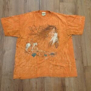 VTG Ragtops‎ Cherokee Native American Adult Large Shirt Feathers Horse Western